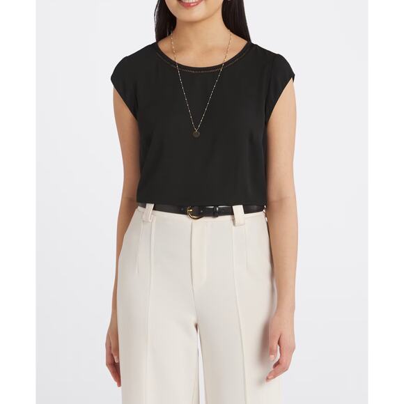 Les Serein Tara Lattice Trim Blouse – Black, XL, StitchFix, NWT - Picture 1 of 7